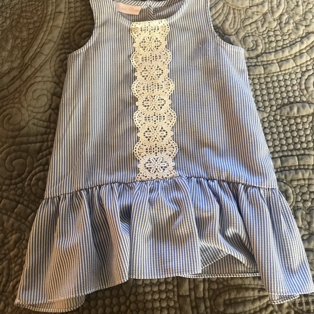 Bonnie baby blue and whit striped dress 24 months